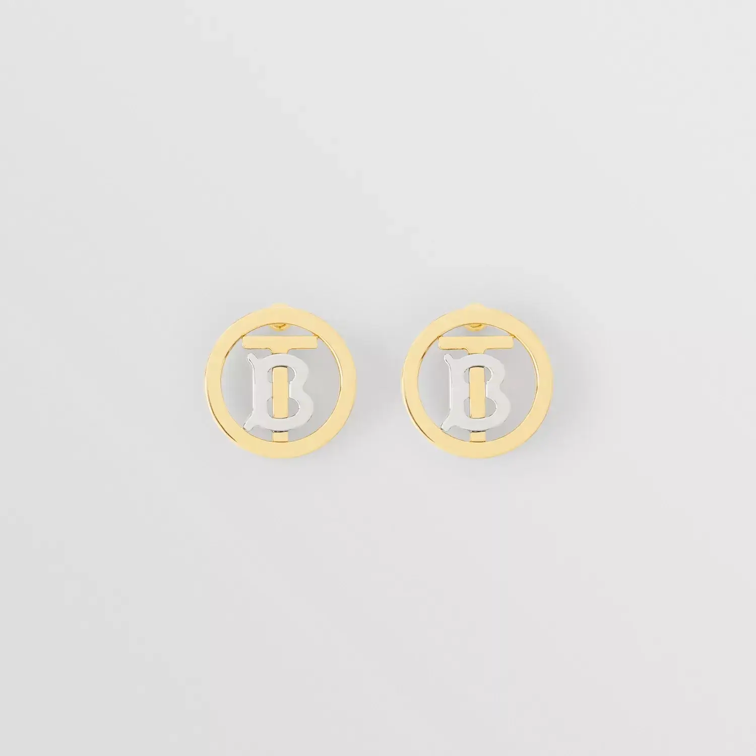 Burberry Gold and Palladium-plated Monogram Motif Earrings