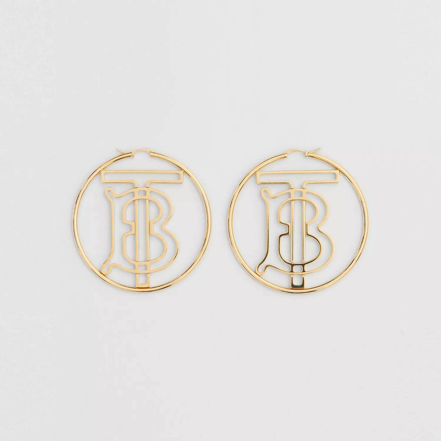 Burberry Gold-plated Monogram Motif Hoop Earrings