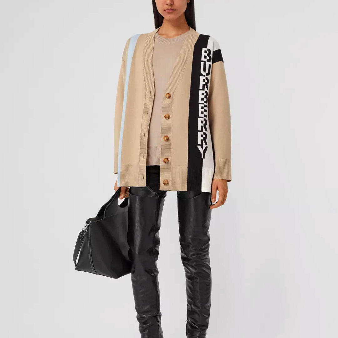 burberry knit logo cardigan