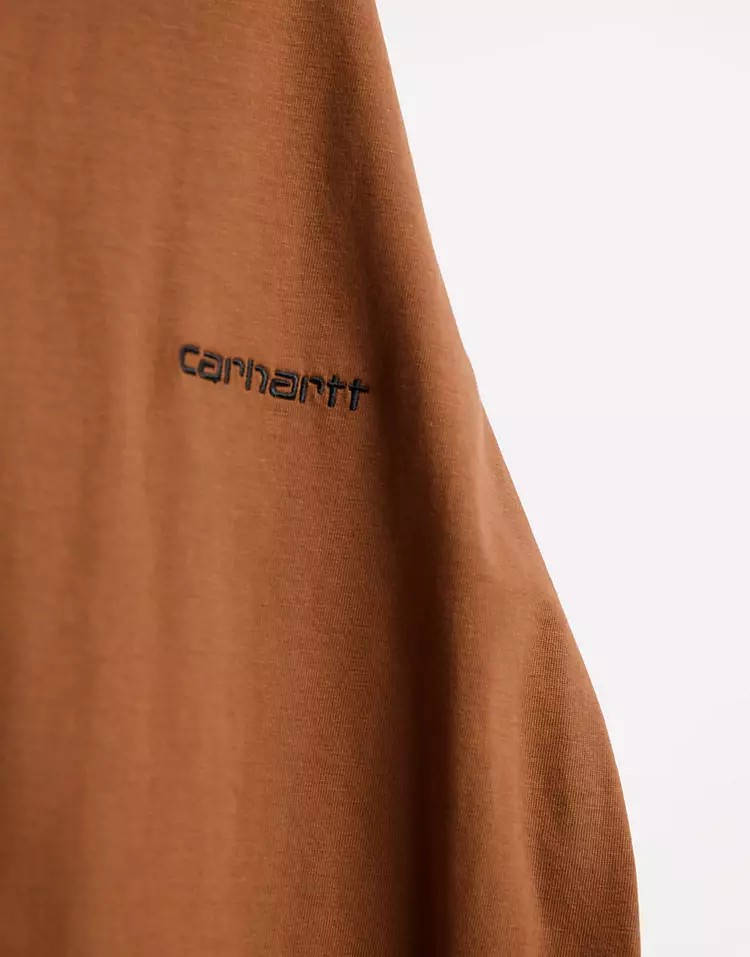 Carhartt WIP Script Embroidery T-Shirt Brown Detail 2