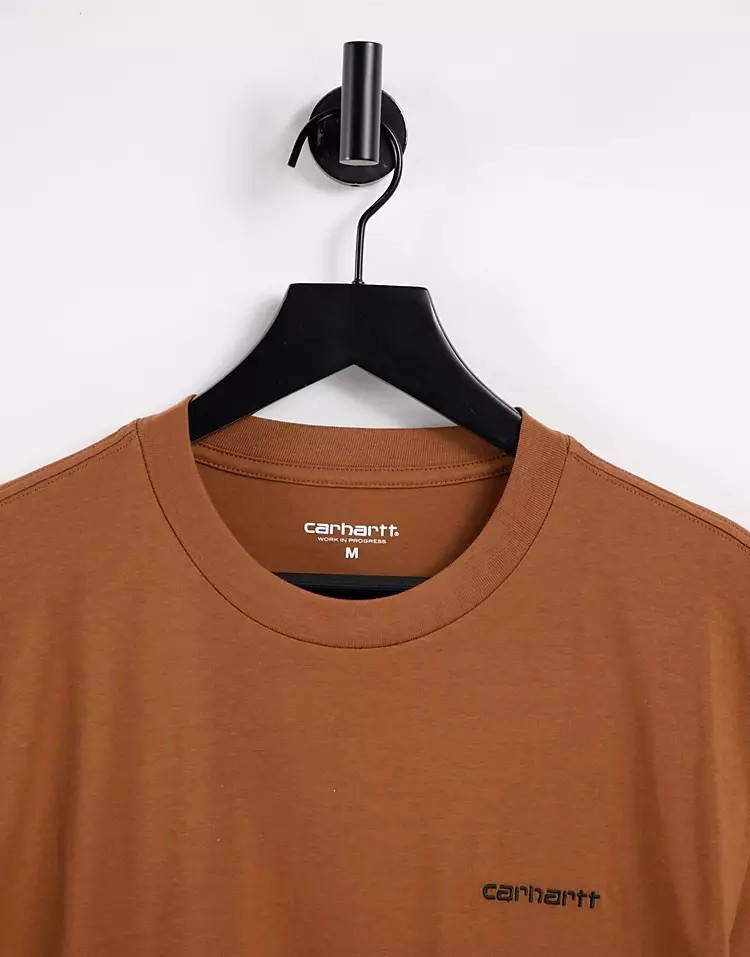 Carhartt WIP Script Embroidery T-Shirt Brown Detail