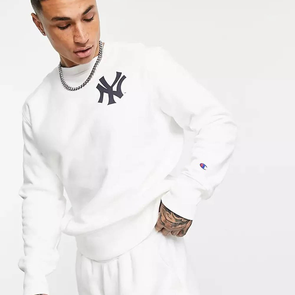Champion Reverse Weave Yankees Sweatshirt White