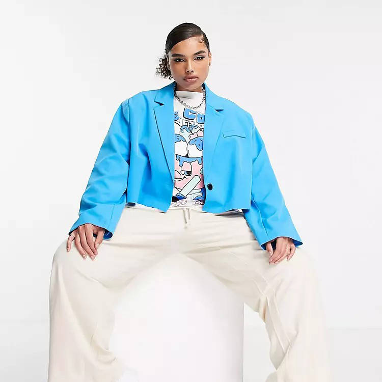 COLLUSION Cropped Blazer (Plus Size)