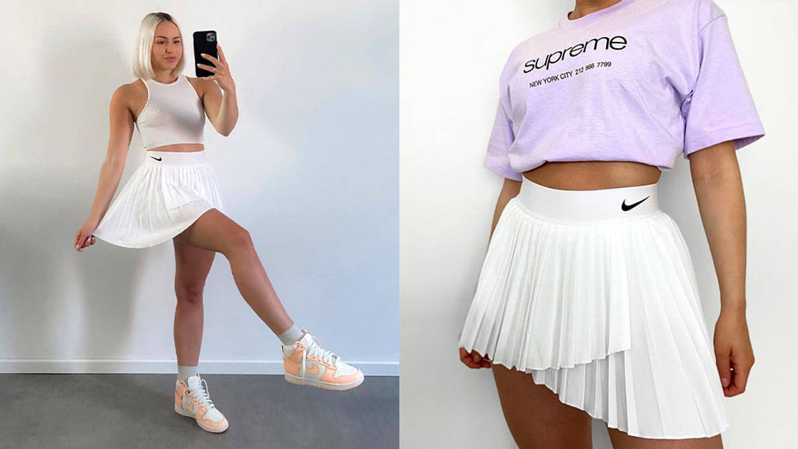 evitanicole tennis skirt dunk high outfit