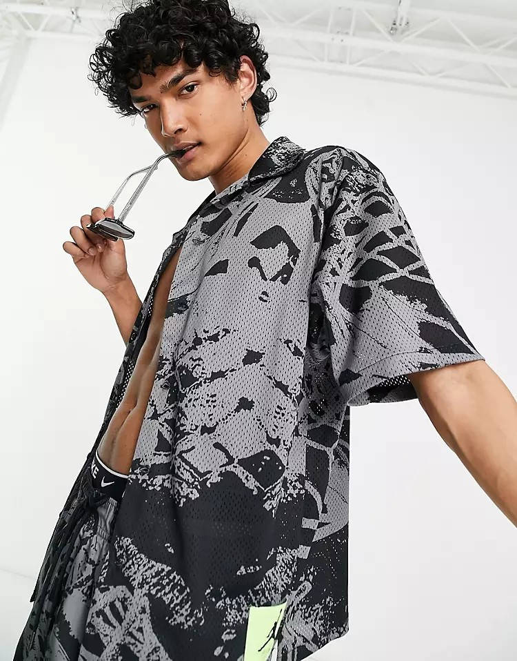 Jordan All Over Print Revere Collar Mesh Shirt | Where To Buy | The Supplier