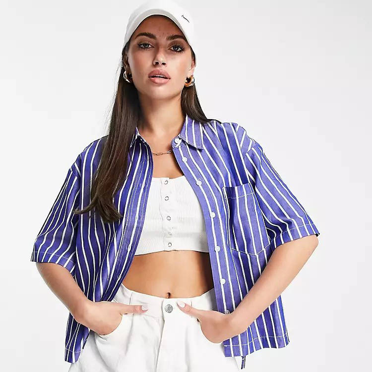 Mango Short Sleeve Striped Shirt
