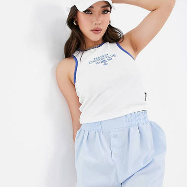 Missguided Playboy Sports Co-Ord Waffle Racer Crop Top
