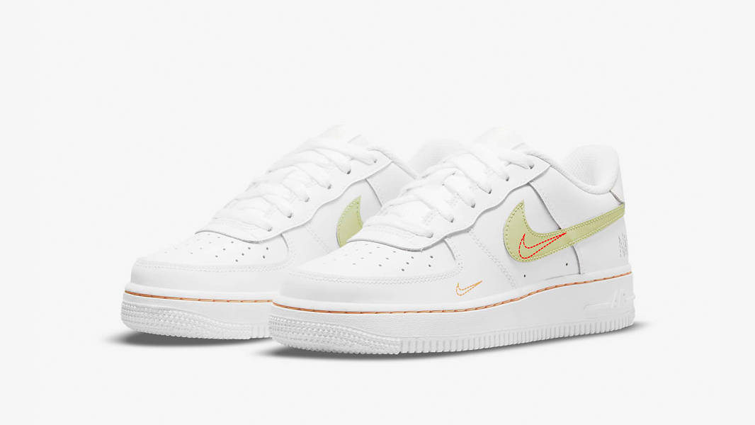 Nike Air Force 1 LV8 GS Multi Swoosh White Bright Crimson