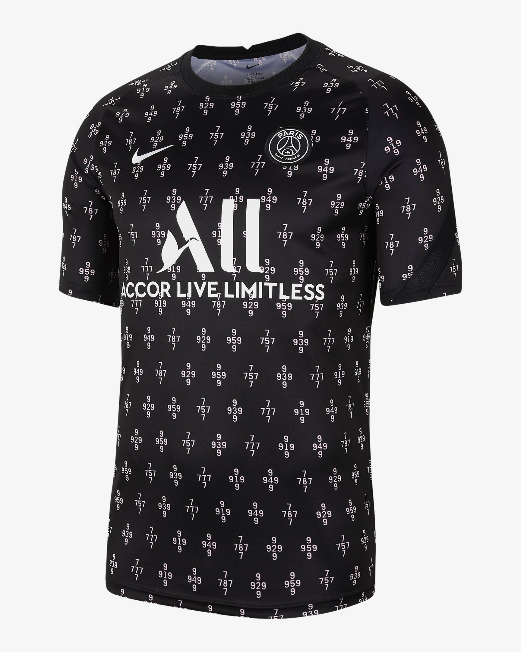 Nike Paris Saint-Germain Away Dri-FIT Pre-Match Football Top - Black | The Sole Supplier