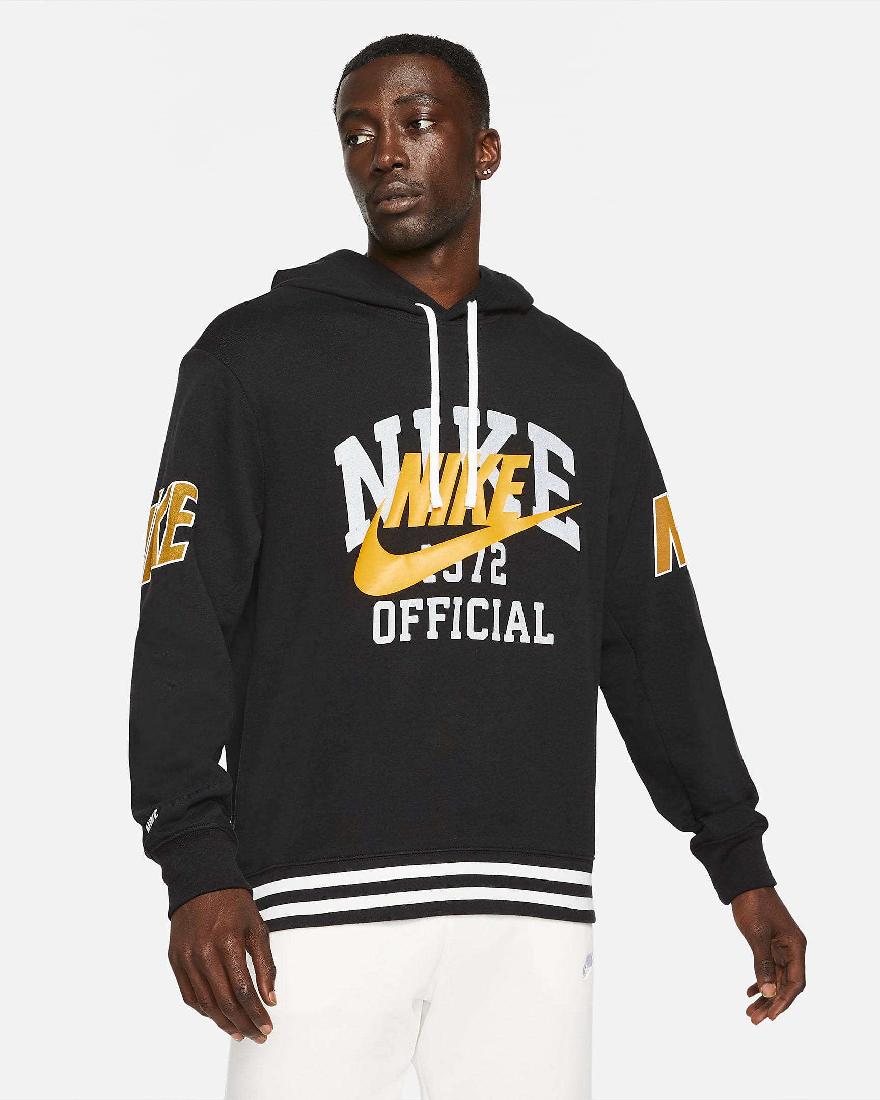 Nike Sportswear Doubled-Up Print French Terry Pullover Hoodie - Black ...