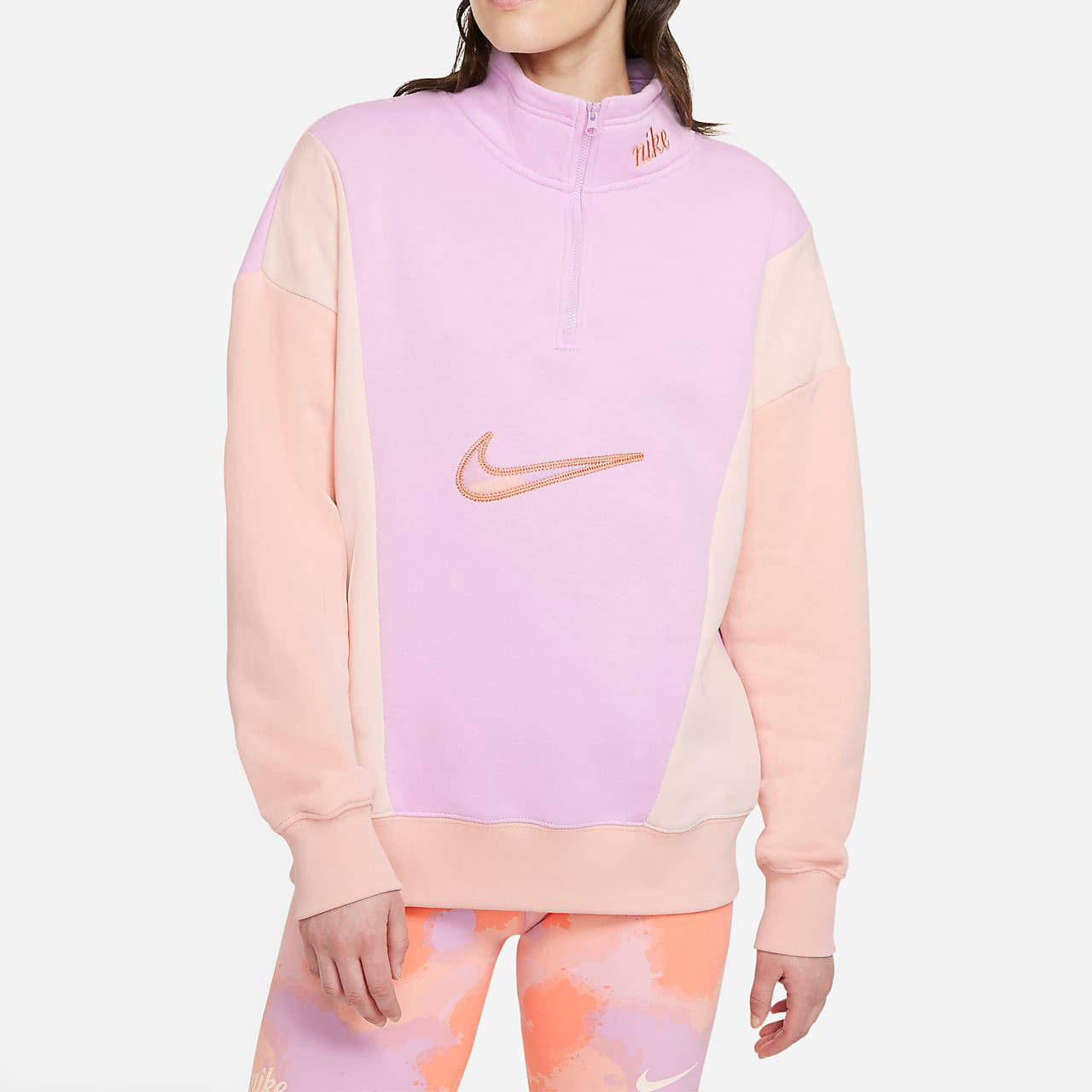 nike sportswwear 1:4 zip pink