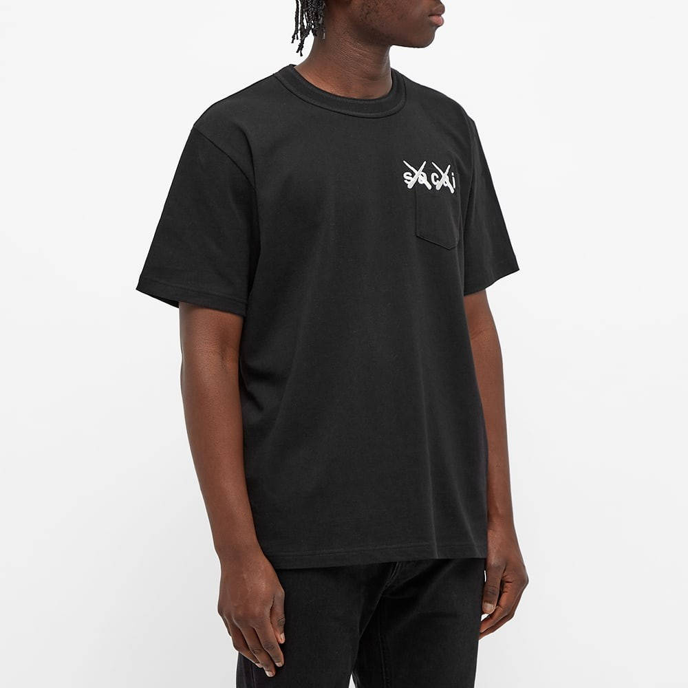 sacai x KAWS Embroidered T-Shirt Black - Black | The Sole Supplier