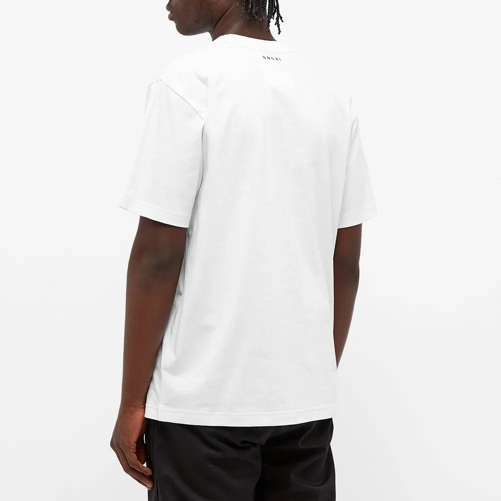 sacai x KAWS Embroidered T-Shirt White | Where To Buy | The Sole