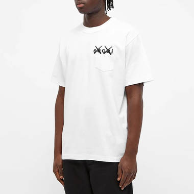 sacai x KAWS Embroidered T-Shirt White