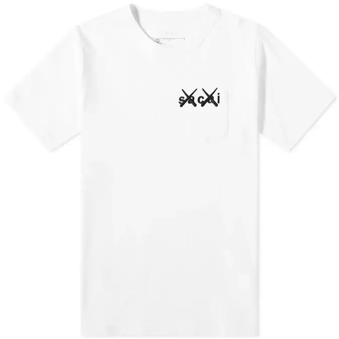 sacai x KAWS Embroidered T-Shirt White | Where To Buy | The Sole 
