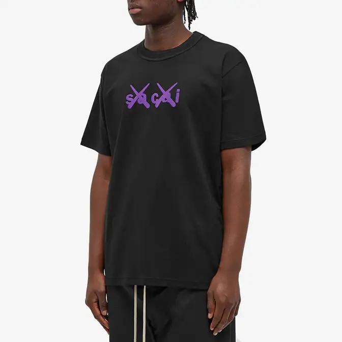 sacai x KAWS Flock T-Shirt Black | Where To Buy | The Sole Supplier