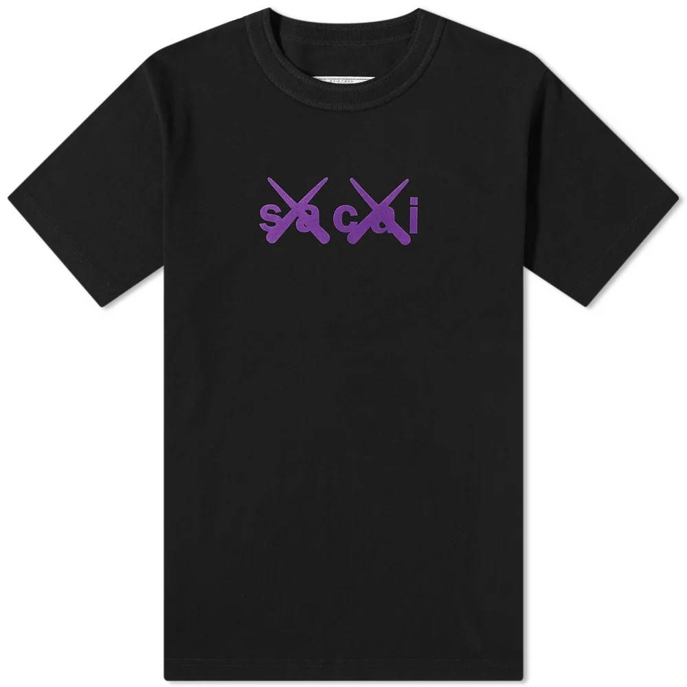 sacai x KAWS Flock T-Shirt Black