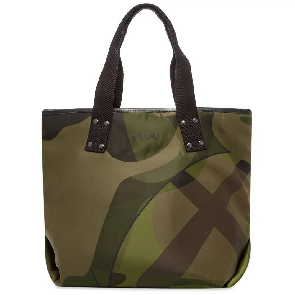 sacai x KAWS Large Tote Bag Camouflage - Camouflage | The Sole Supplier