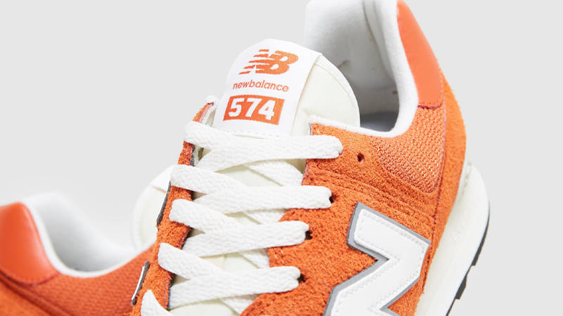 size × New Balance 574 College Pack Orange Closeup