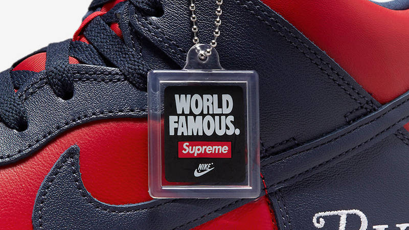 Supreme x Nike SB Dunk High By Any Means Navy Red DN3741-600 Detail 4