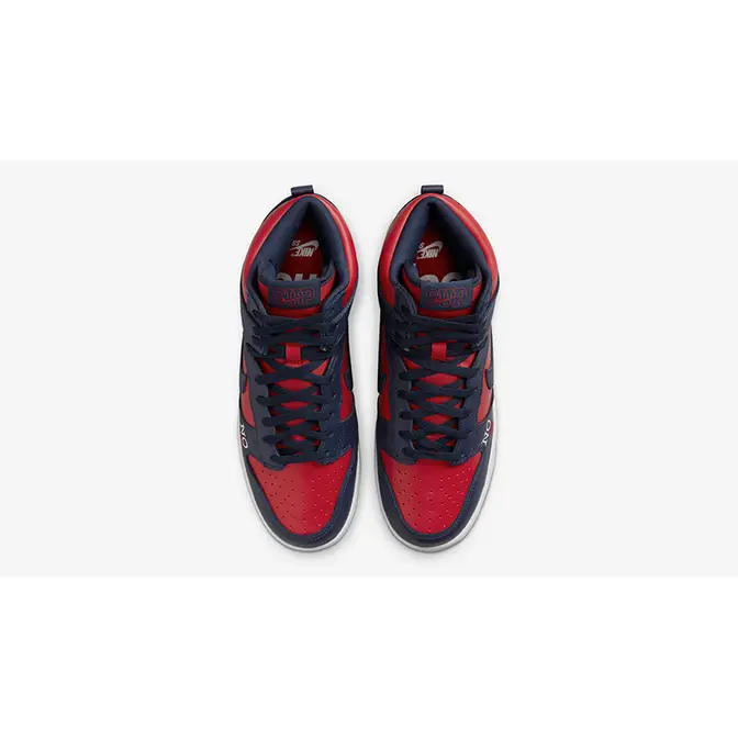 Supreme x canvas Nike SB Dunk High By Any Means Navy Red DN3741-600 Top