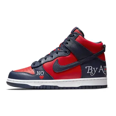 Supreme x canvas Nike SB Dunk High By Any Means Navy Red DN3741-600