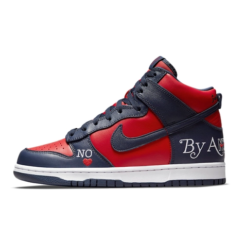 Supreme x Nike SB Dunk High By Any Means Navy Red DN3741-600