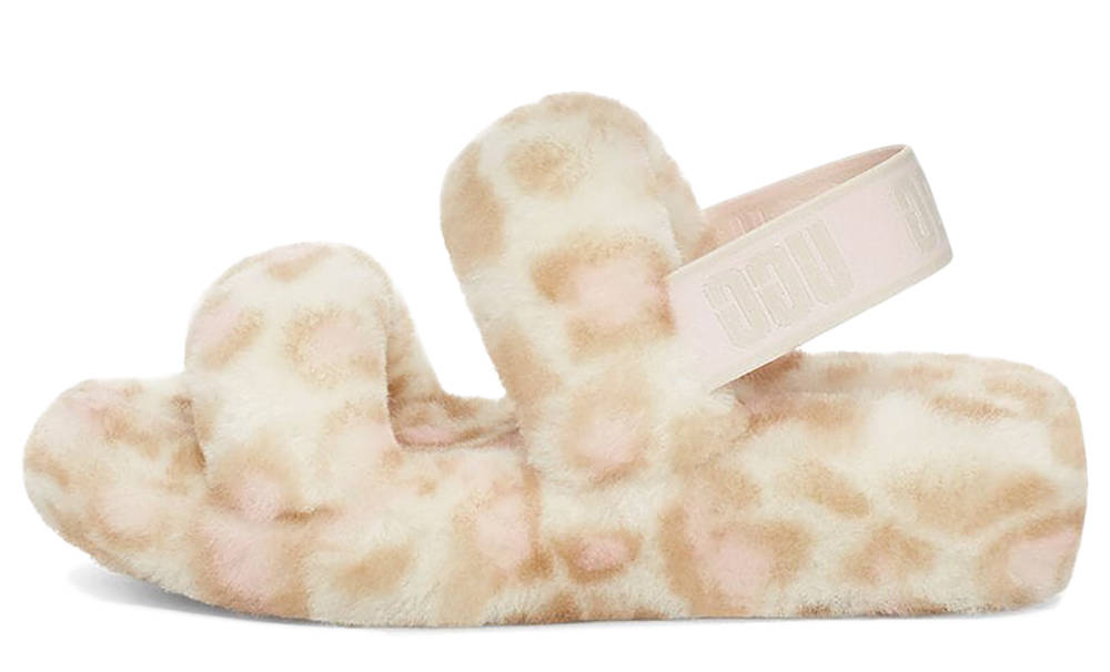 UGG Oh Yeah Panther Print Slide White