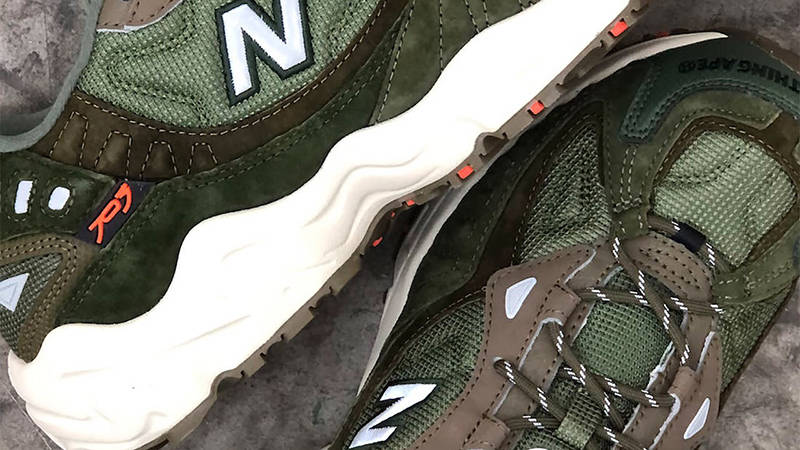 AAPE x New Balance 703 Olive Green Detail