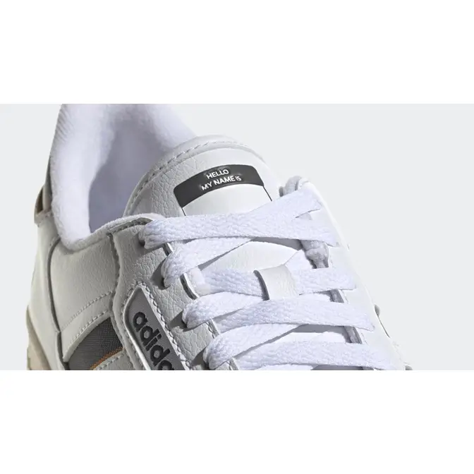 adidas language Continental 80 Stripes Cream White Grey Closeup