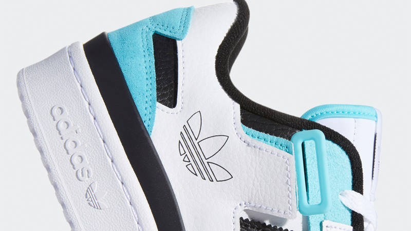 adidas Forum Exhibit Low White Pulse Aqua Closeup