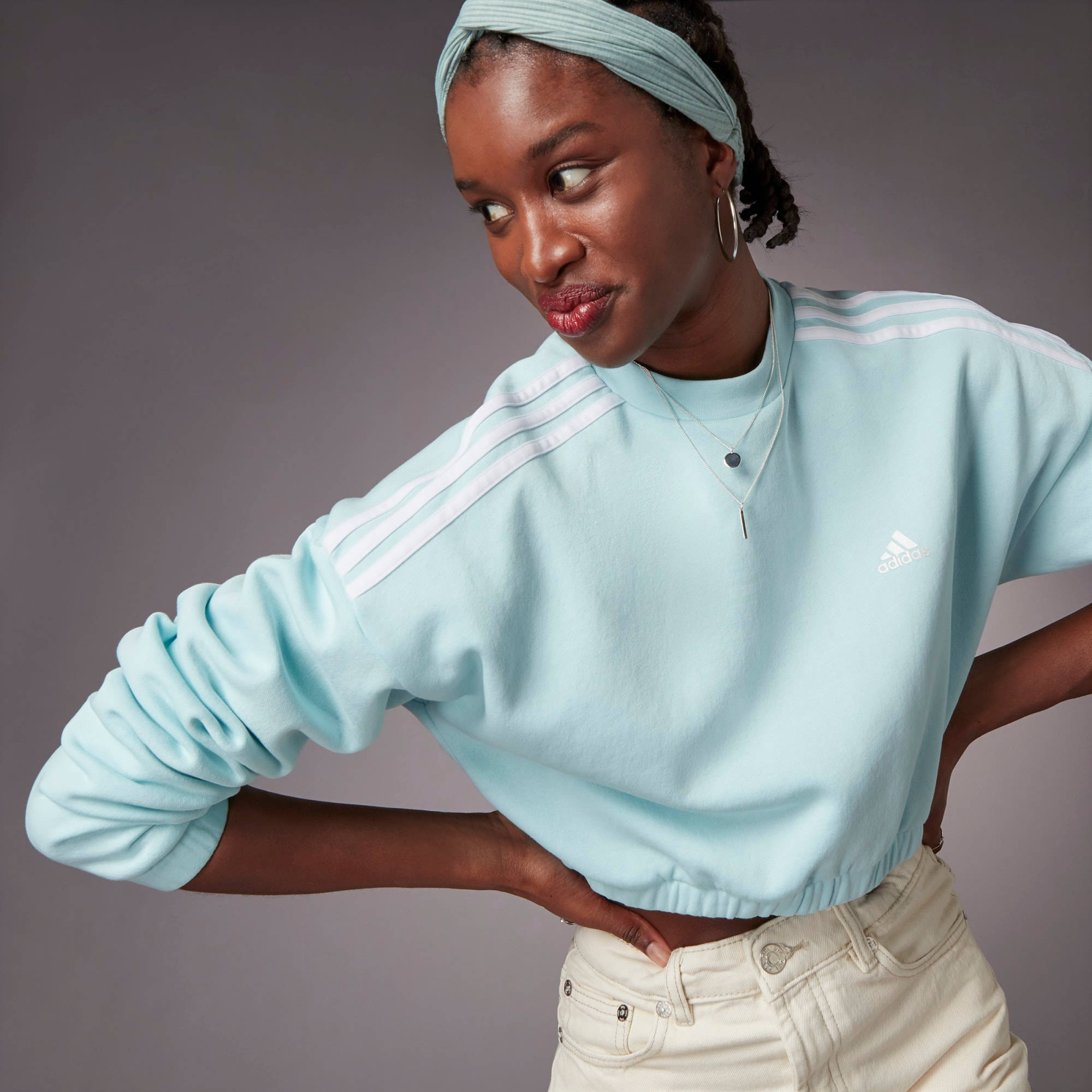 adidas Hyperglam Crop Crew Sweatshirt Halo Mint