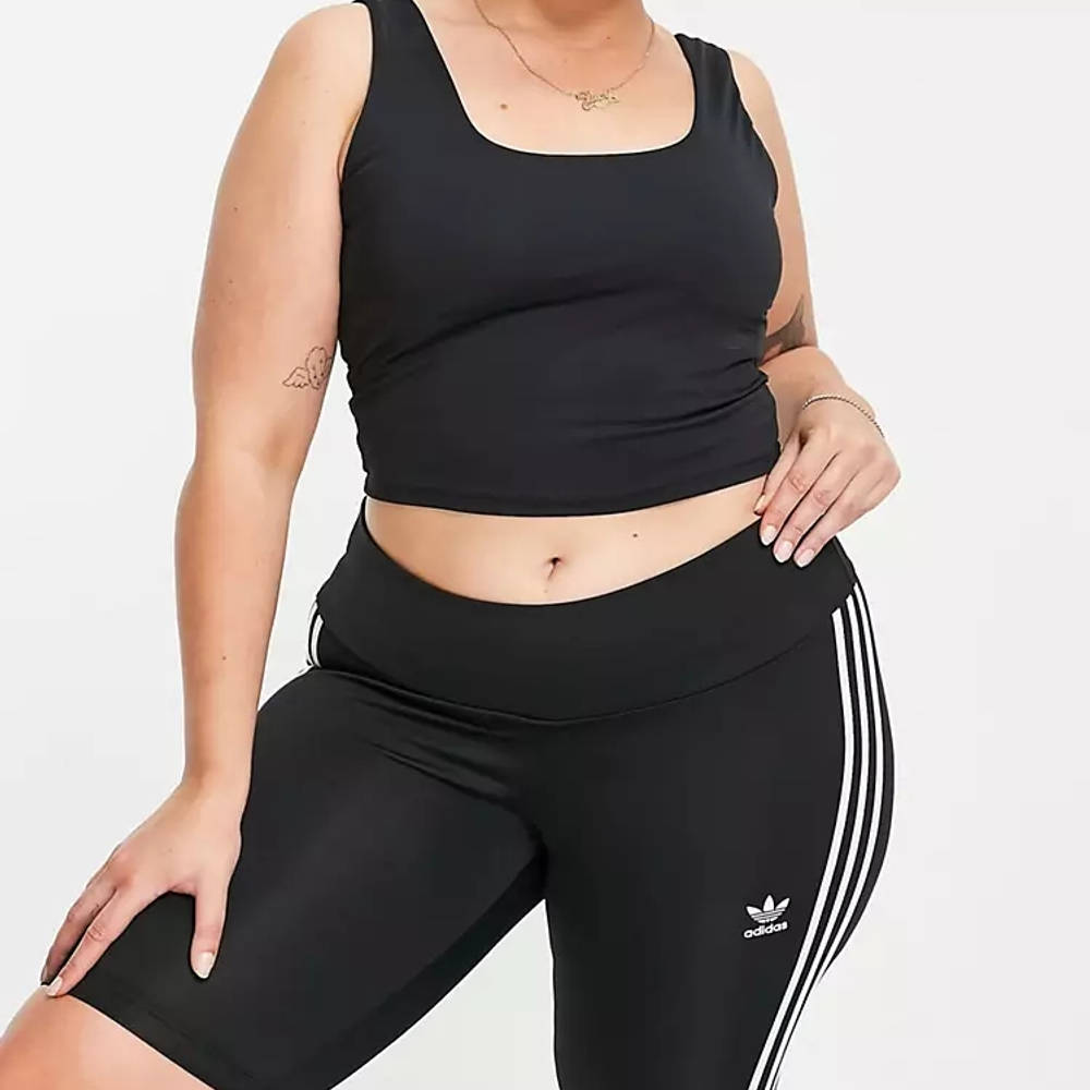 adidas Adicolor 3Stripe Legging Shorts (Plus Size) Black The Sole