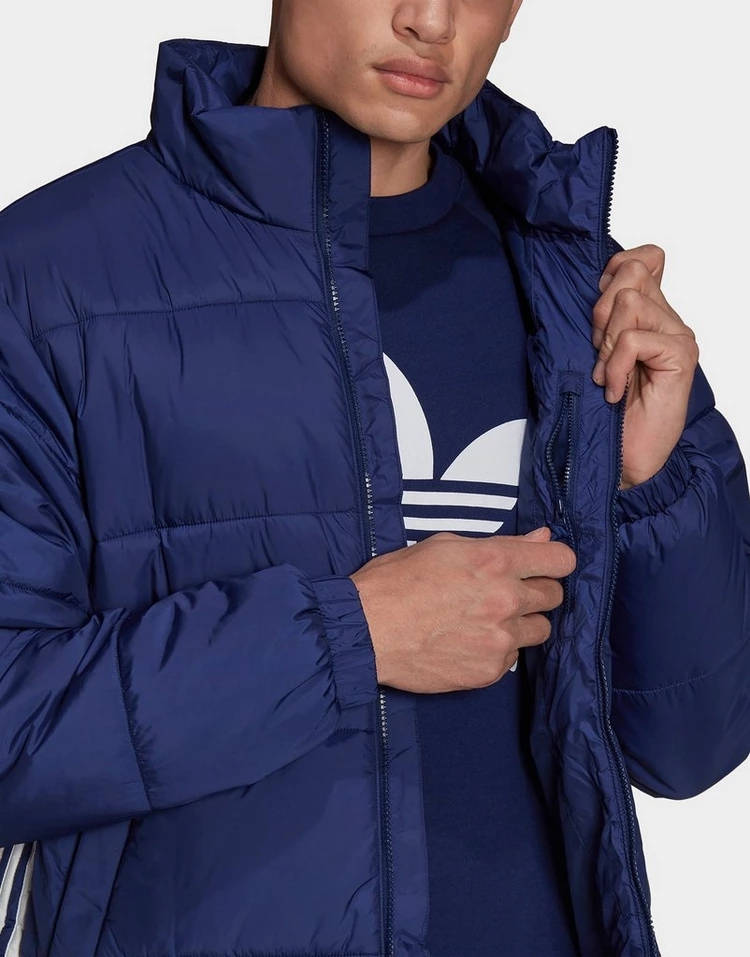 adidas Padded Stand-Up Collar Puffer Jacket Blue Detail