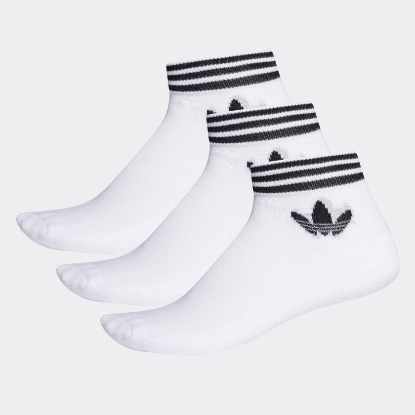 adidas Trefoil Ankle Socks - White | The Sole Supplier