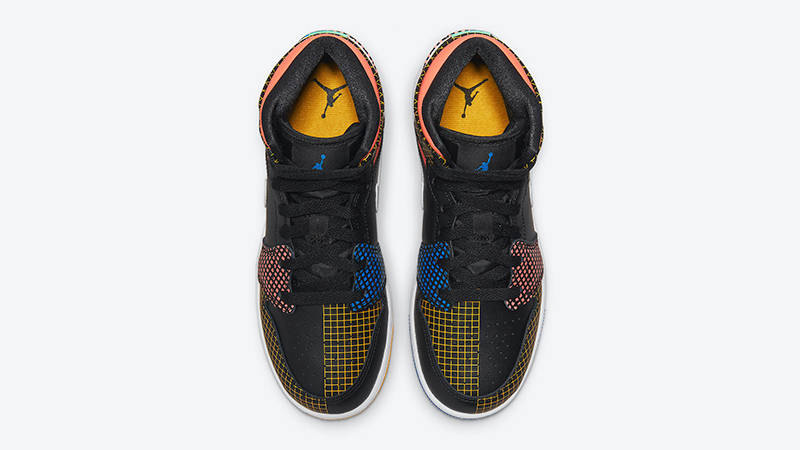 Air Jordan 1 Mid GS Multi Grid Black