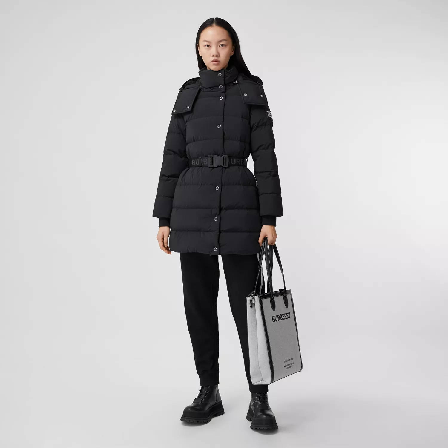 Burberry Detachable Hood Belted Puffer Coat