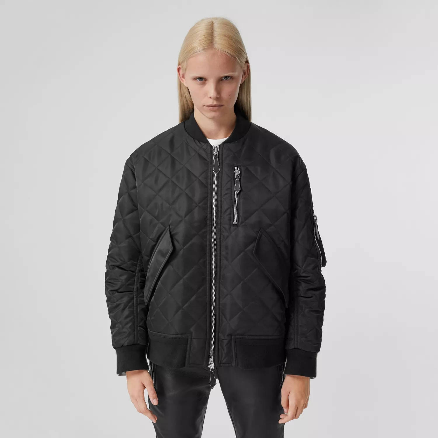 Burberry Diamond Quilted Nylon and Cotton Bomber Jacket