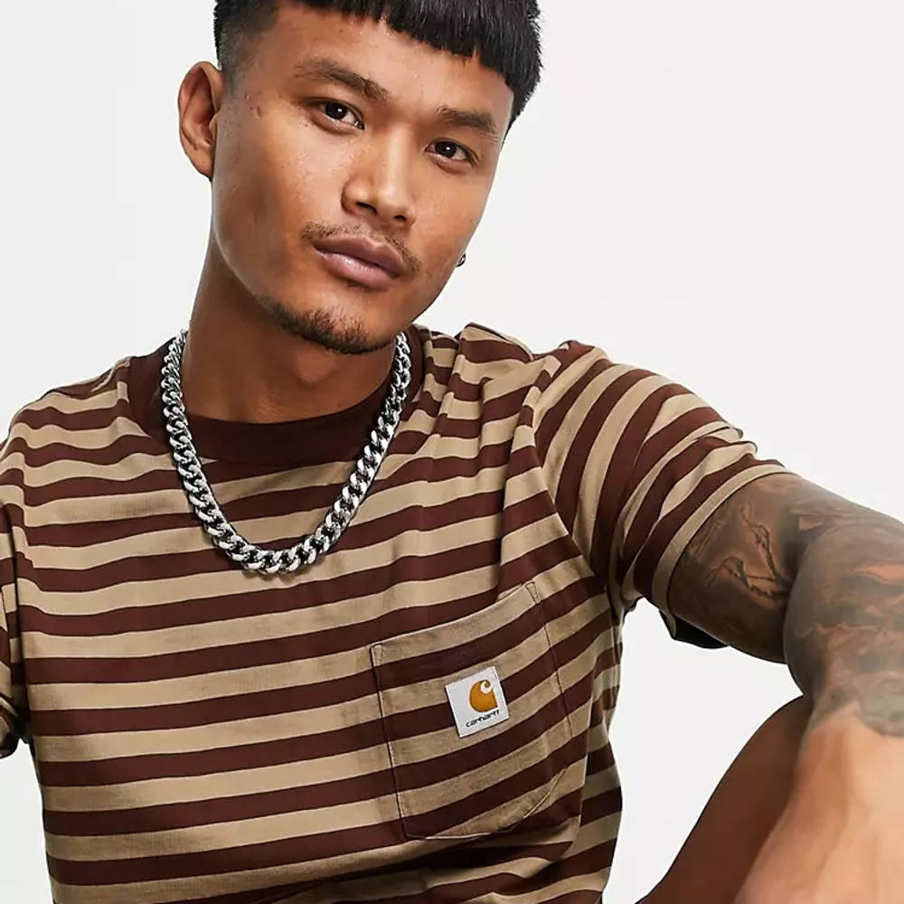 Carhartt WIP Scotty Stripe T-Shirt Brown Detail