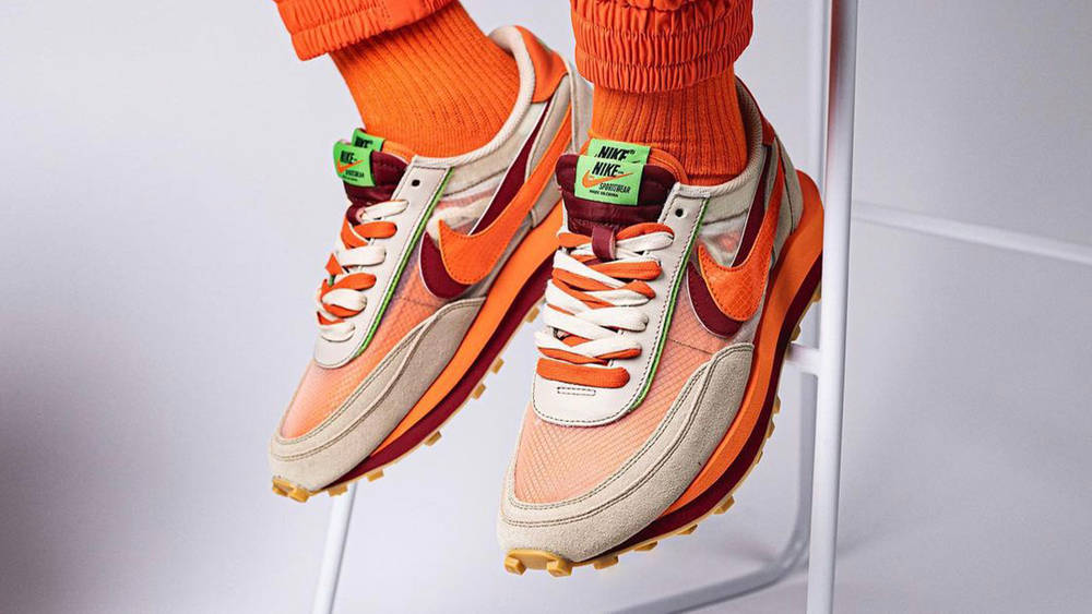 Image via repgod888 CLOT x sacai x Nike LDWaffle "Orange Blaze"