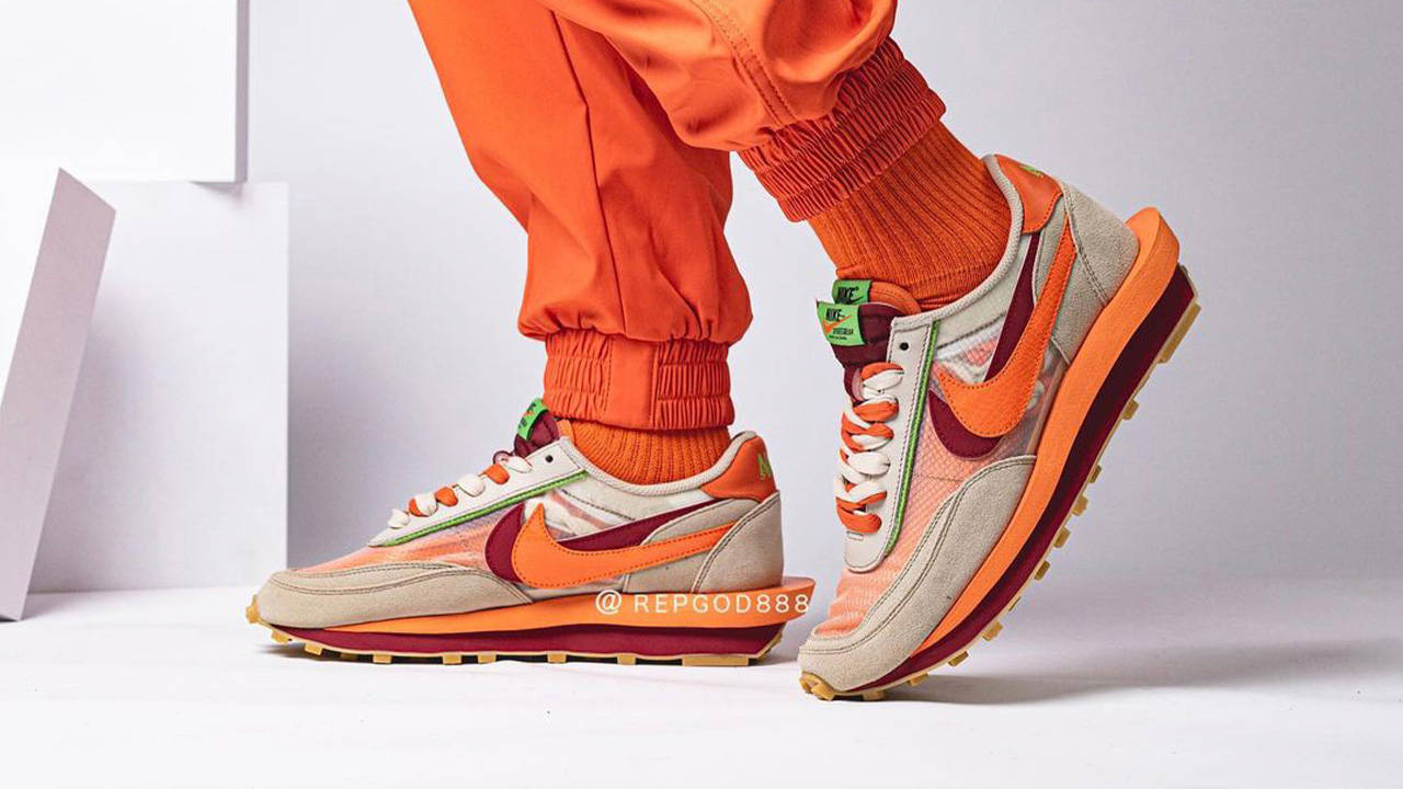CLOT x sacai x Nike LDWaffle "Orange Blaze"