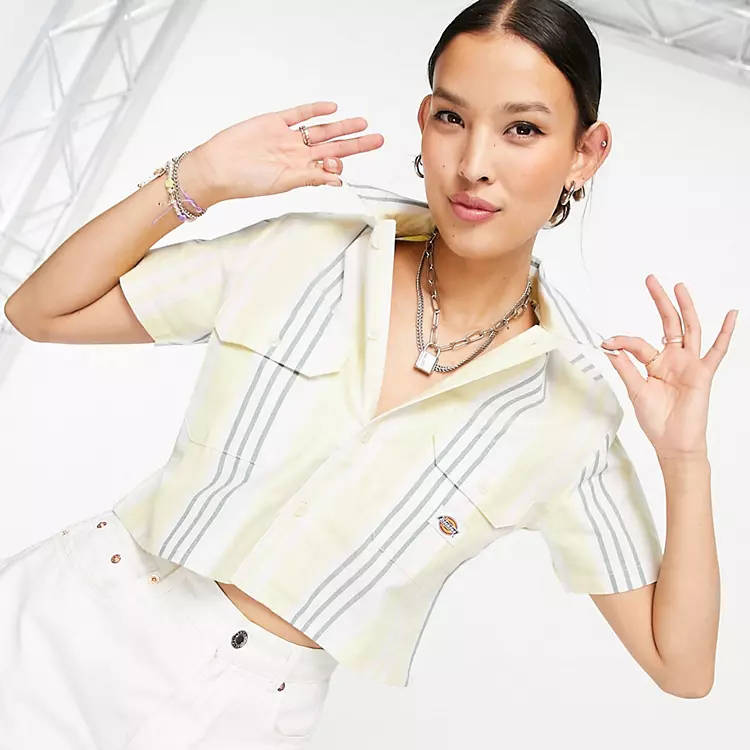 Dickies Grove City Cropped Stripe Work Shirt