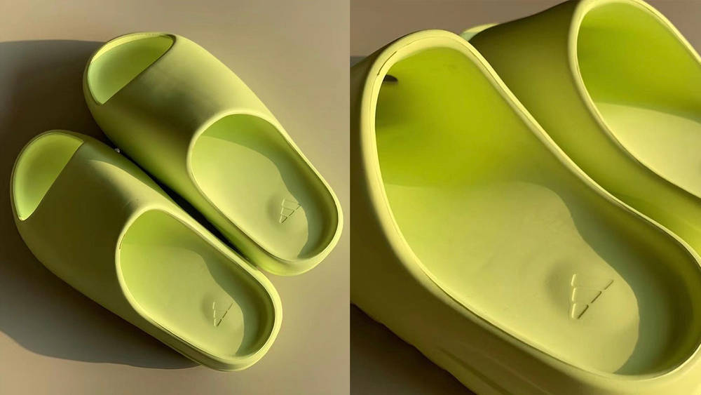 Image via yzsplyleaks Yeezy Slide "Glow Green"