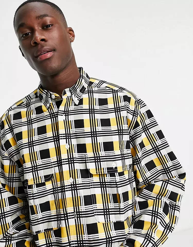 Levis yellow shop check shirt