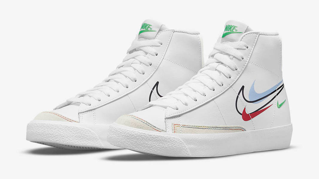 Nike Blazer Mid 77 GS Multi Swoosh White Aluminium