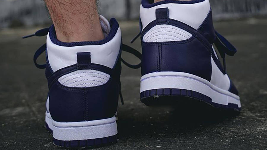 Nike Dunk High Midnight Navy On Foot Back