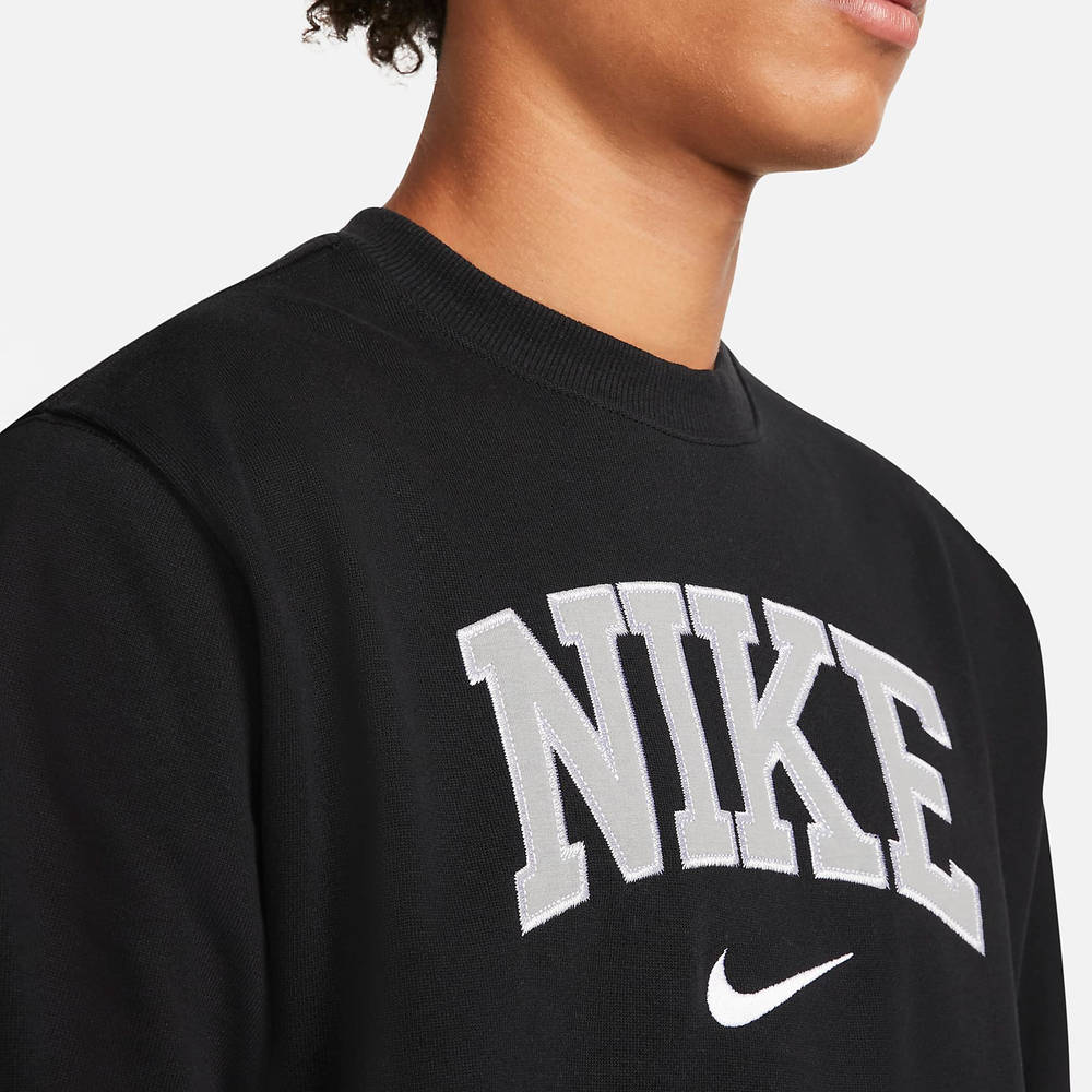 Nike Sportswear Retro Logo Fleece Sweatshirt Black - Black | The Sole ...