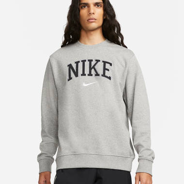 Nike Sportswear Retro Logo Fleece Sweatshirt Dark Grey Heather