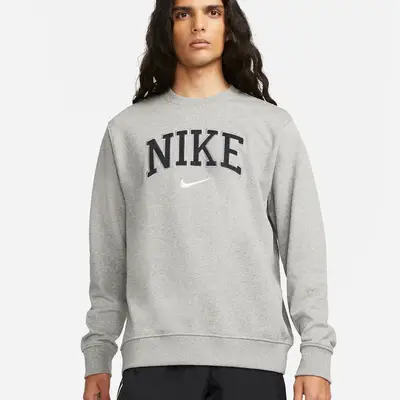 Nike Sportswear Retro Logo Fleece Sweatshirt - Dark Grey Heather | The ...