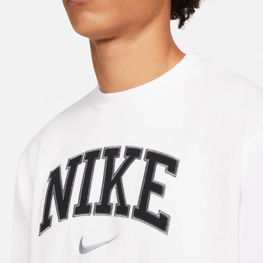 Nike Sportswear Retro Logo Fleece Sweatshirt White - White | The Sole ...